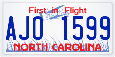 NC license plate AJO1599