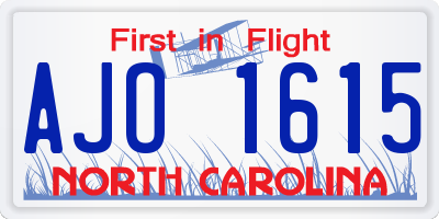 NC license plate AJO1615