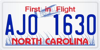 NC license plate AJO1630