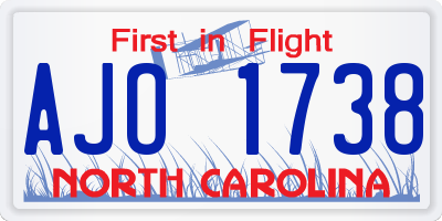 NC license plate AJO1738