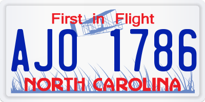 NC license plate AJO1786