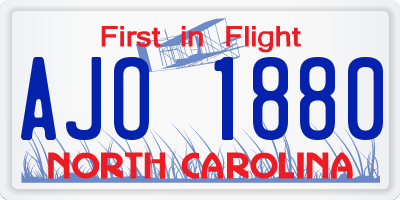 NC license plate AJO1880