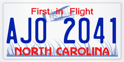 NC license plate AJO2041