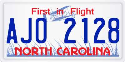 NC license plate AJO2128