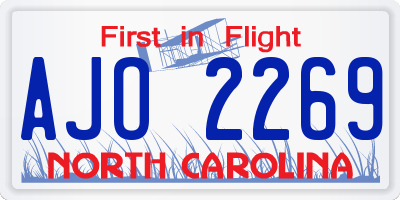 NC license plate AJO2269