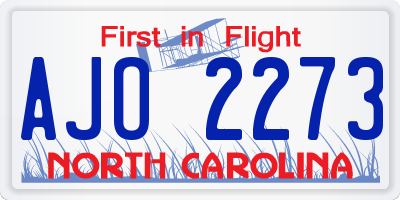 NC license plate AJO2273