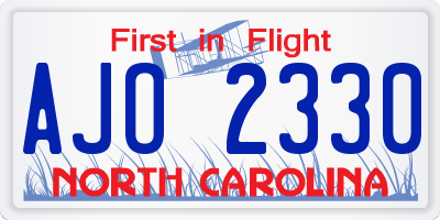 NC license plate AJO2330