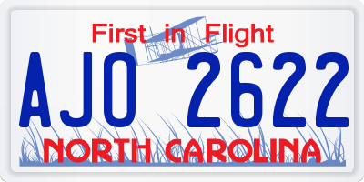 NC license plate AJO2622