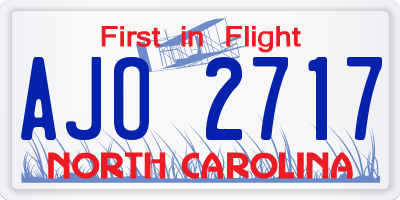 NC license plate AJO2717