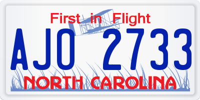 NC license plate AJO2733