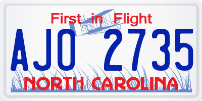 NC license plate AJO2735
