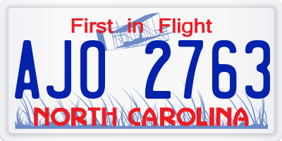 NC license plate AJO2763