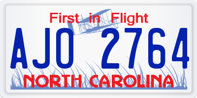 NC license plate AJO2764