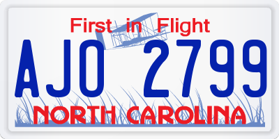 NC license plate AJO2799