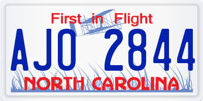NC license plate AJO2844