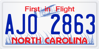NC license plate AJO2863