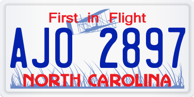 NC license plate AJO2897