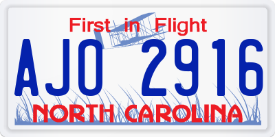 NC license plate AJO2916