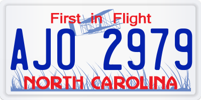 NC license plate AJO2979
