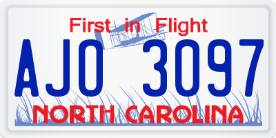 NC license plate AJO3097