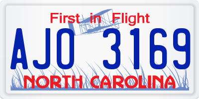 NC license plate AJO3169
