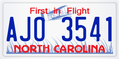 NC license plate AJO3541