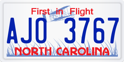 NC license plate AJO3767