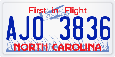 NC license plate AJO3836