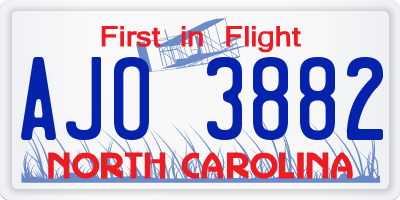 NC license plate AJO3882