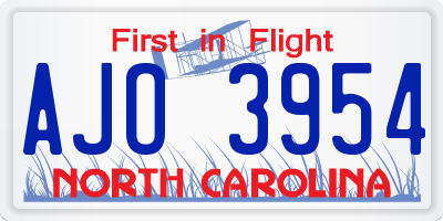 NC license plate AJO3954