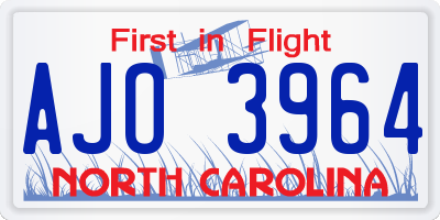 NC license plate AJO3964