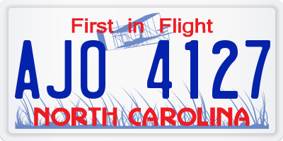 NC license plate AJO4127