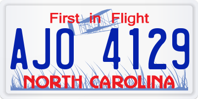 NC license plate AJO4129