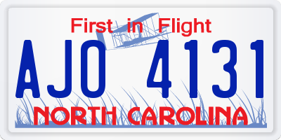 NC license plate AJO4131