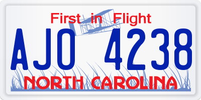 NC license plate AJO4238