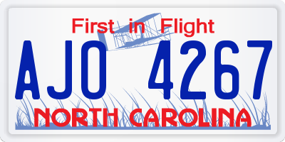 NC license plate AJO4267