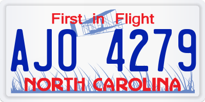 NC license plate AJO4279