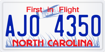 NC license plate AJO4350