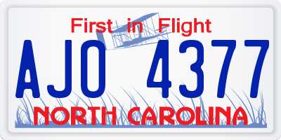 NC license plate AJO4377