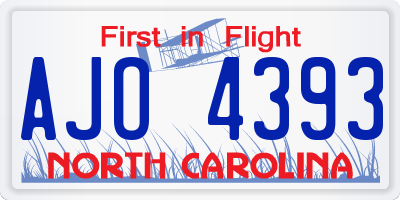 NC license plate AJO4393