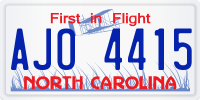 NC license plate AJO4415