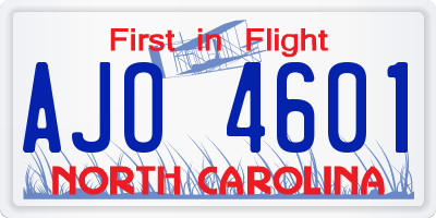 NC license plate AJO4601
