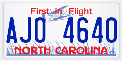 NC license plate AJO4640