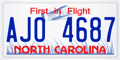 NC license plate AJO4687