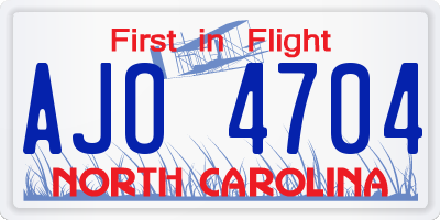 NC license plate AJO4704