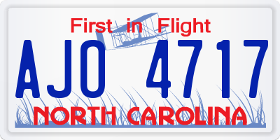 NC license plate AJO4717