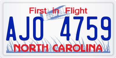 NC license plate AJO4759