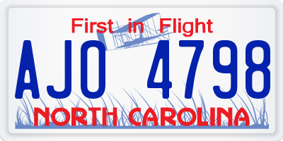 NC license plate AJO4798
