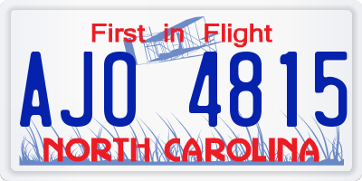 NC license plate AJO4815