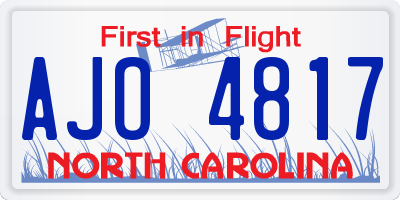 NC license plate AJO4817